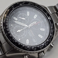 SEIKO Flightmaster Chronograph Date Black Dial Quartz Mens Watch Ref.7T92-0CF0