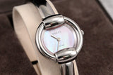 GUCCI 1400L Quartz Pink Shell Dial Stainless Steel Bangle Women's Watch