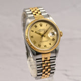 Rolex Datejust 16233 Roman Gold / Silver Jubilee Bracelet with Gold Bezel w/Box