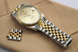 Rolex Datejust 16233 Roman Gold / Silver Jubilee Bracelet with Gold Bezel w/Box