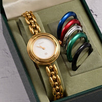 Gucci Change bezel watch Bracelet 11/12.2 QUARTZ 6 colors Gold w/Box Working