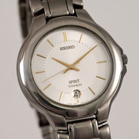 SEIKO SPRIT QUARTZ Date Titanium Ref.5E32-0010 Round Shape 34mm / 7.4mm Runs