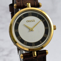 GUCCI SHELLY LINE 30mm Black Roman Dial VINTAGE WATCH SWISS MADE QUARTZ