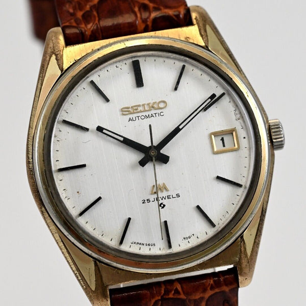 SEIKO LORDMATIC 25J Silver Dial Automatic Date Gold Filled Ref.5605-7020