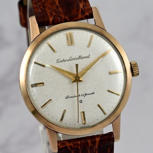 Vintage 1959 SEIKO LORD MARVEL engrave dial 23J Hand-Winding 14KGF Ref.J14039