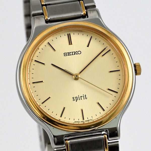 Seiko Sprit unisex adult watch 34mm Gold Tone Dial quartz  Ref.7N01-6A70