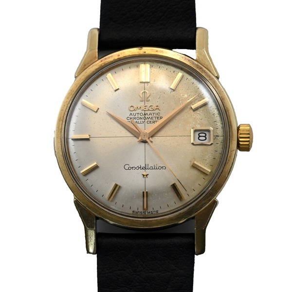 Vintage 1963 Omega Constellation Cal.561 Date Gold Dial Automatic Ref.168.001