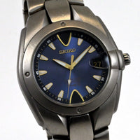 SEIKO Perpetual calendar QUARTZ Date 39mm Blue Dial Titanium   - Ref.8F32-0040