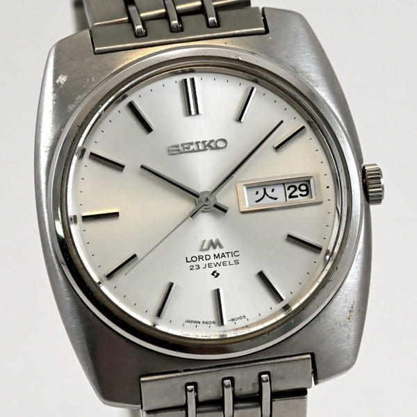 Vintage 1970 SEIKO LORDMATIC 23J Cushion Case Automatic Day/Date Ref.5606-8010