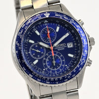 SEIKO Flightmaster Chronograph Date Blue Dial Quartz Mens Watch Ref.7T92-0CF0