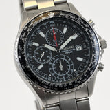 SEIKO Flightmaster Chronograph Date Black Dial Quartz Mens Watch Ref.7T92-0CF0