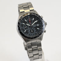 SEIKO Flightmaster Chronograph Date Black Dial Quartz Mens Watch Ref.7T92-0CF0