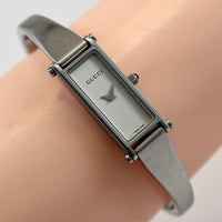 Vintage GUCCI 1500L Quartz 12mm Silver Square Women Watch From JAPAN