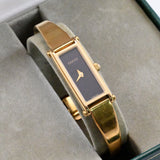 Vintage GUCCI 1500L Quartz 12mm Black/Gold Square Women Watch From JAPAN