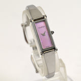 Vintage GUCCI 1500L Quartz 12mm pink /Silver Square Women Watch From JAPAN