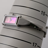 Vintage GUCCI 1500L Quartz 12mm pink /Silver Square Women Watch From JAPAN