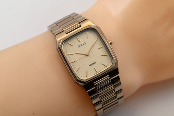 [Near Mint] Vintage SEIKO DOLCE 8N41-5140 Tungsten Carbide Square Case Quarts