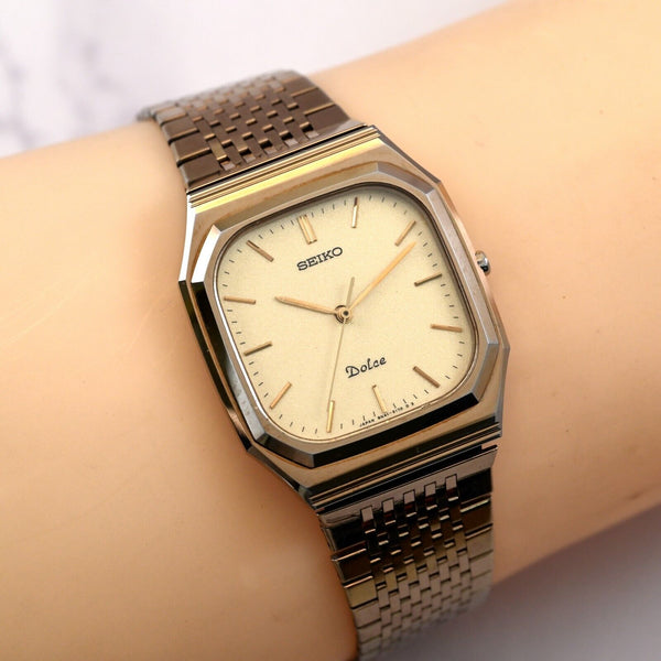 [Near Mint] Vintage SEIKO DOLCE 8N41-5120 Tungsten Carbide Square Case Quarts