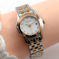 Exc+5 Gucci 5500L Stainless Steel MOP Diamond Dial Ladies Watch