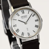 Vintage 1976 Seiko women 24mm Round Roman Dial watch quartz Ref43-0070