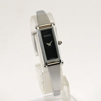 Vintage GUCCI 1500L Quartz 12mm Black/Silver Square Women Watch From JAPAN w/Box