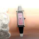 Vintage GUCCI 1500L Quartz 12mm Pink Shell/Silver Square Women Watch From JAPAN