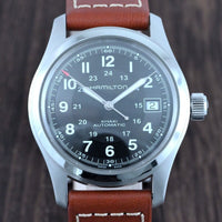 Hamilton Khaki Field H704450 Black Dial Date Automatic Men's Watch w/GranteeCard