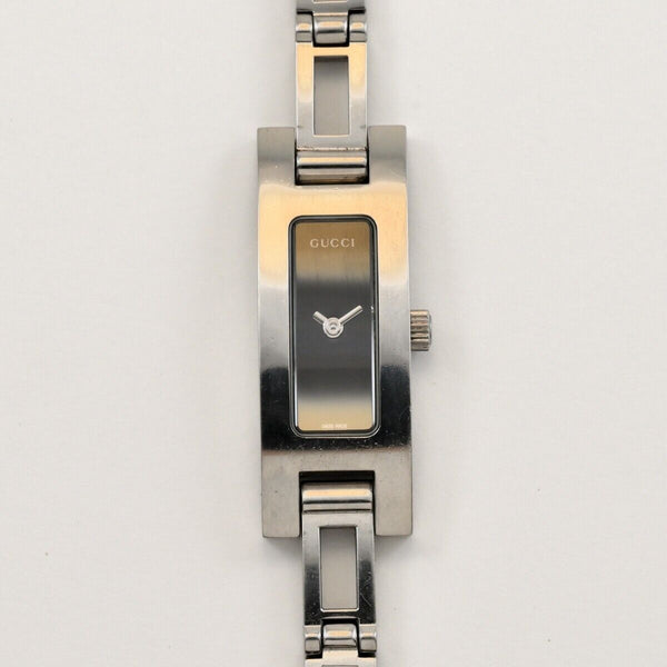 Vintage GUCCI 3900L Quartz 12mm Black/Silver Square Women Watch