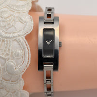 Vintage GUCCI 3900L Quartz 12mm Black/Silver Square Women Watch