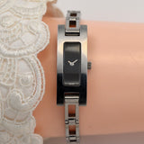 Vintage GUCCI 3900L Quartz 12mm Black/Silver Square Women Watch