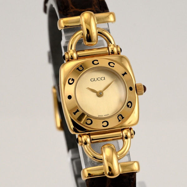 GUCCI  HORSEBIT 6300L Gold Tone Dial Women's Quartz Vintage Watch Used Working