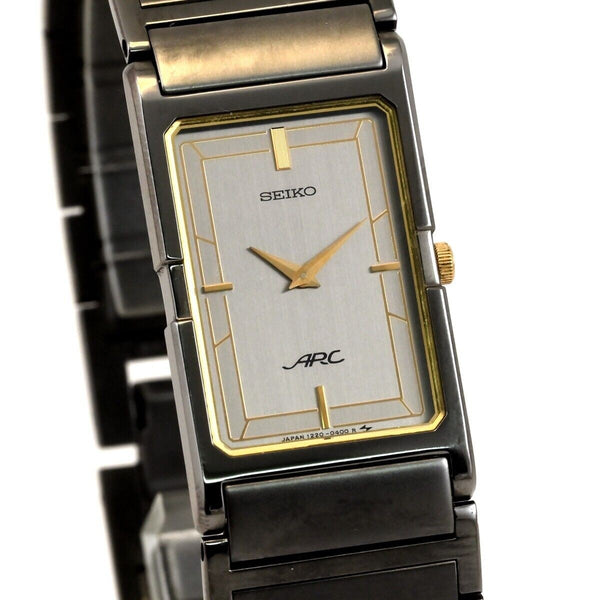 Vintage 1986 SEIKO ARC Thin 20mm Tank Shape Unisex QUARTZ Watch Ref.1220-5230