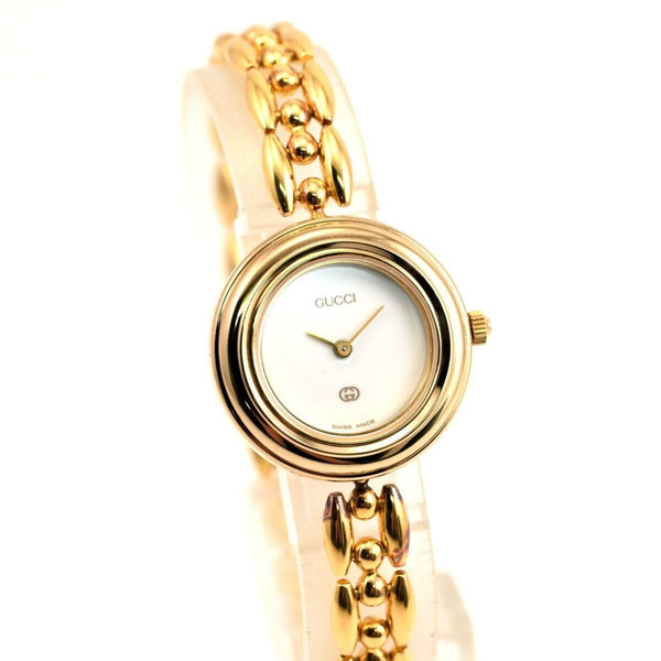 GUCCI Change Bezel Dial 6 colors Women's Gold Watch Bracelet 11/12.2 w/Box
