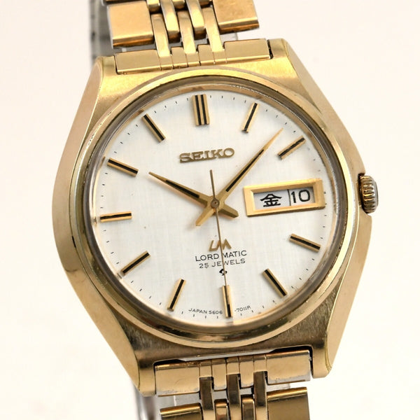 Vintage SEIKO LORDMATIC 25J Silver Dial Automatic Ref.5606-7000 Working